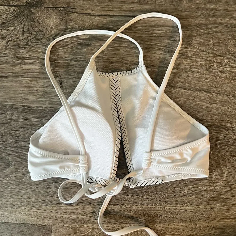 White black stripe Swimming bikini top sz S